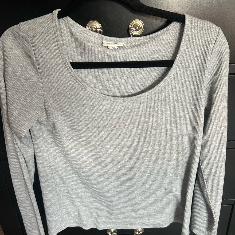 Jenni Light Gray Long Sleeve Top